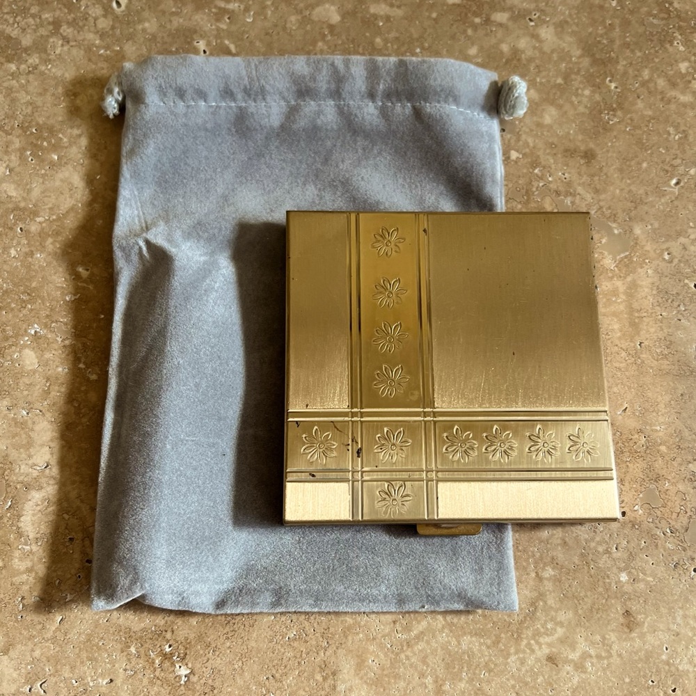 Vintage Square Mirror Compact with Powder Blush 1960s